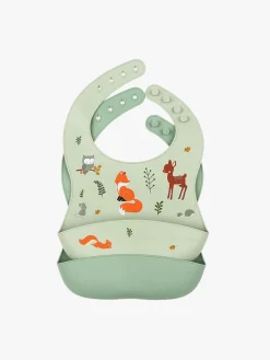 ALittleLovelyCompany Spisetid*A Little Lovely Company Silikonehagesmæk 2-pak, Skovens Venner Grøn