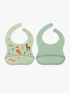 ALittleLovelyCompany Spisetid*A Little Lovely Company Silikonehagesmæk 2-pak, Skovens Venner Grøn