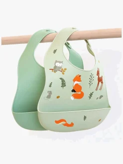 ALittleLovelyCompany Spisetid*A Little Lovely Company Silikonehagesmæk 2-pak, Skovens Venner Grøn