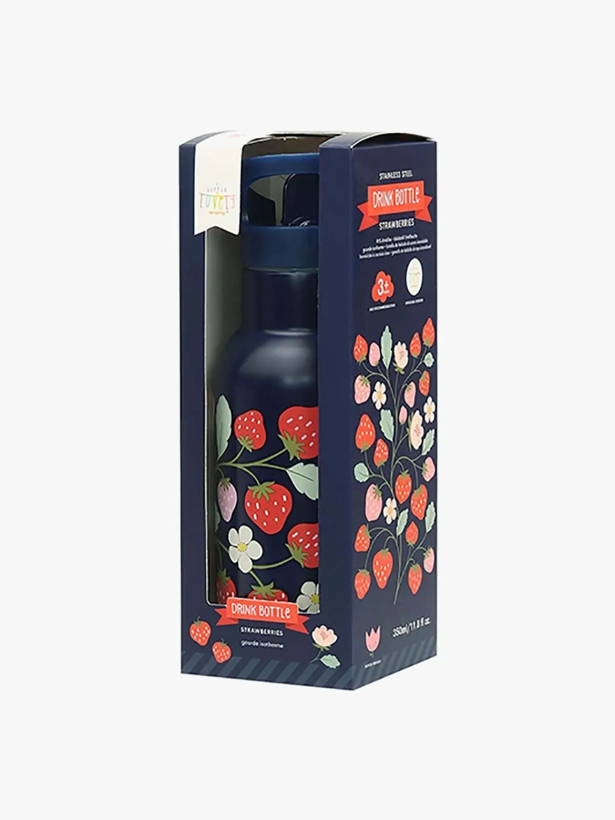 ALittleLovelyCompany Spisetid*A Little Lovely Company Stainless steel Drikkedunk, Strawberries Blå/Flerfarvet