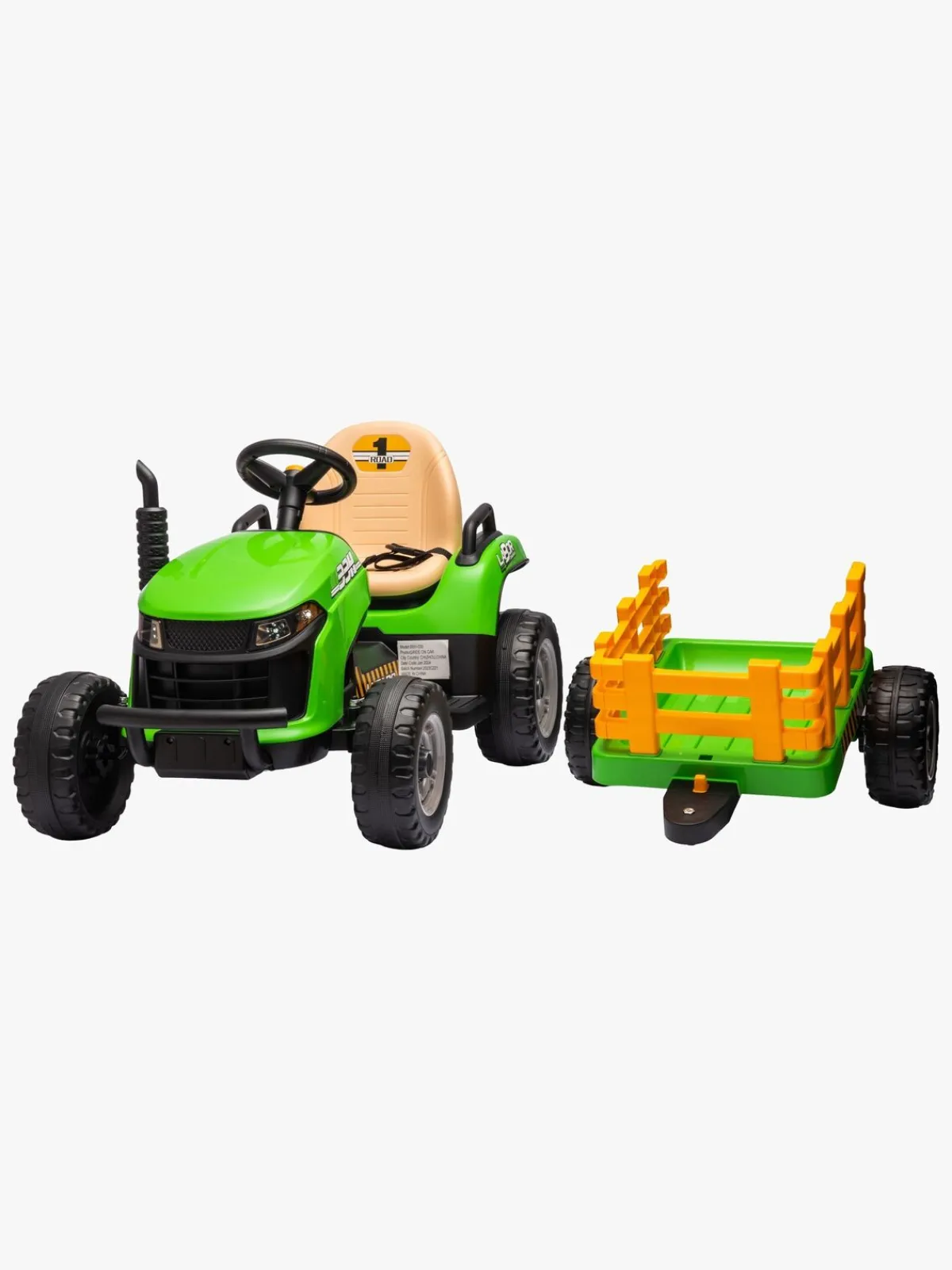 AlexGarage1 Elbiler & -Køretøjer*Alex's Garage Eltraktor med Trailer, Grøn Grøn