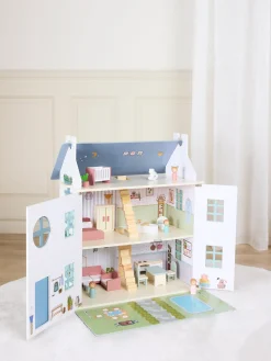 AliceFox Dukker & Bamser></noscript>Alice & Fox Dukkehus med Møbler & 4 Dukker, Blå