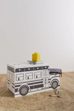 Børn AliceFox Opbevaring>Alice & Fox Legetøjskasse Skolebus, Sort/Hvid