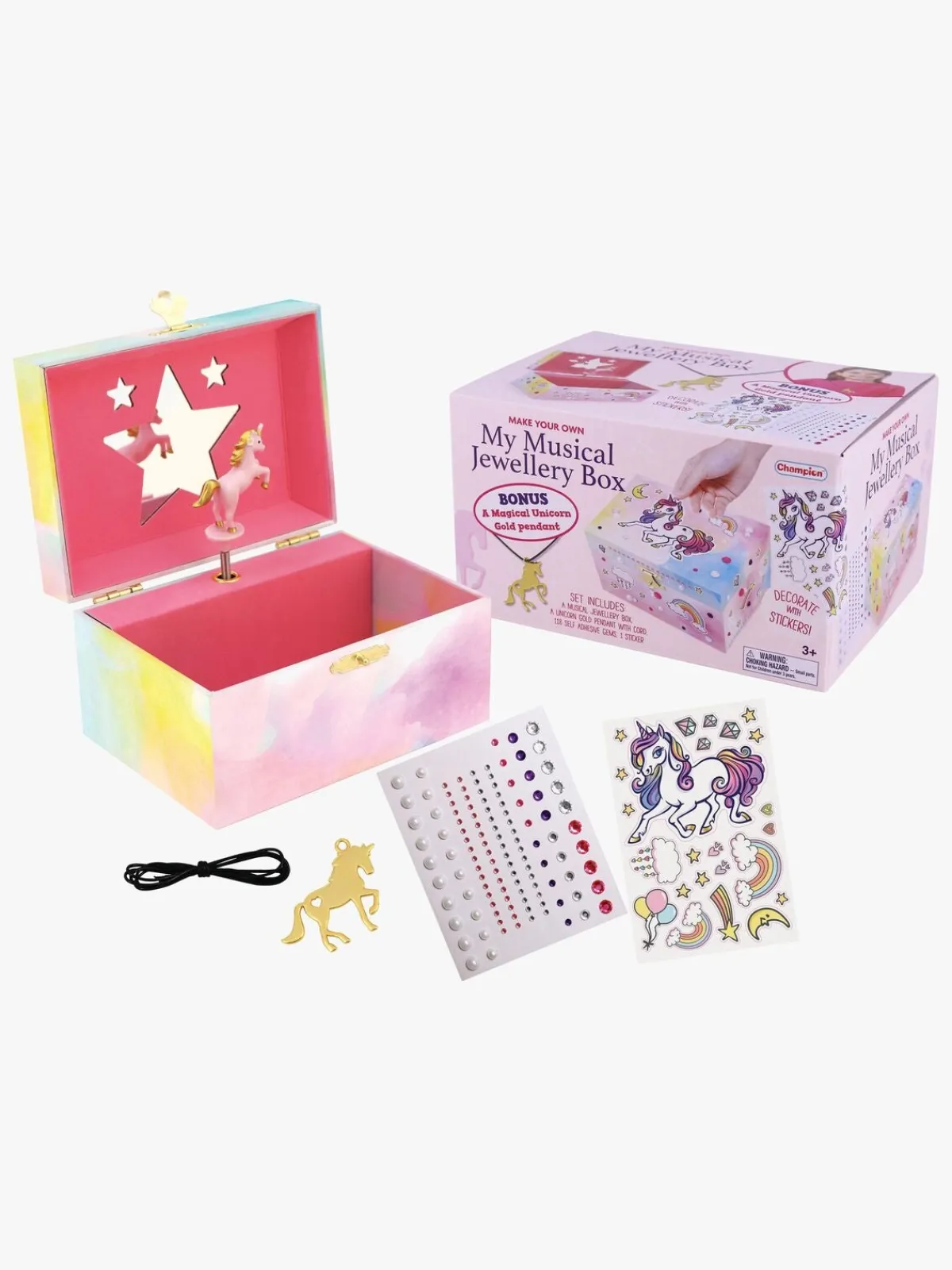 Alrico Babylegetøj>Spilledåse Enhjørning med Klistermærker