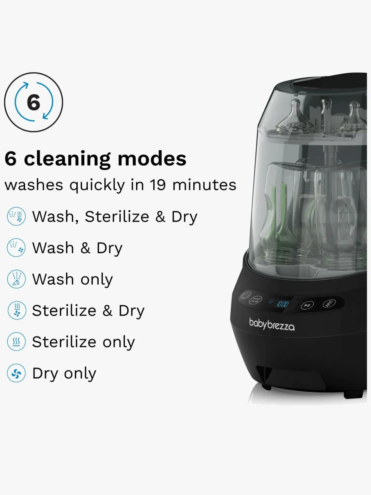 BabyBrezza Spisetid>Baby Brezza Bottle Washer Pro Sterilisator, Black