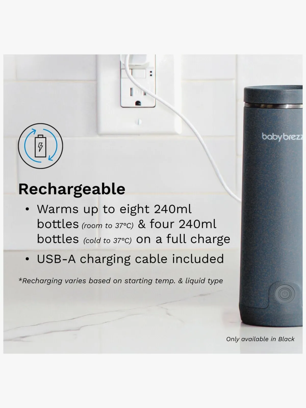 BabyBrezza Spisetid*Baby Brezza Superfast Portable Flaskevarmer, Black