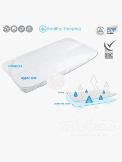 BabyMatex Sengetøj*Hygienic Jersey Rullemadras til tremmeseng 60x120 cm Åndbar og Vandtæt, Hvid