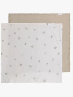 BabysOnly Stofbleer, Nusseklude & Babytæpper*Baby's Only 65x65 Tæppe/ Stofble i Musselin 2-pak, Tender /Clover Beige