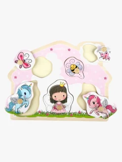 BarboToys Barbo Toys Knoppuslespil Prinsesse & Enhjørning i Træ Lillie & Ellie 6 Brikker