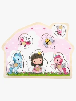 BarboToys Barbo Toys Knoppuslespil Prinsesse & Enhjørning i Træ Lillie & Ellie 6 Brikker