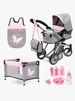 BayerDesign Dukker & Bamser*Bayer Design Dukkevogn Mega Set Milano Lyserød/Grå