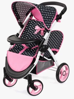 BayerDesign Dukker & Bamser>Bayer Design Twin Star Tvillingedukkevogn, Sort/Lyserød