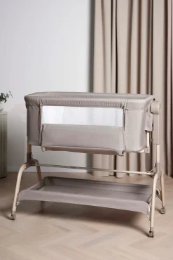 Børn Beemoo CARE Motion Bedside Crib, Taupe/Wood