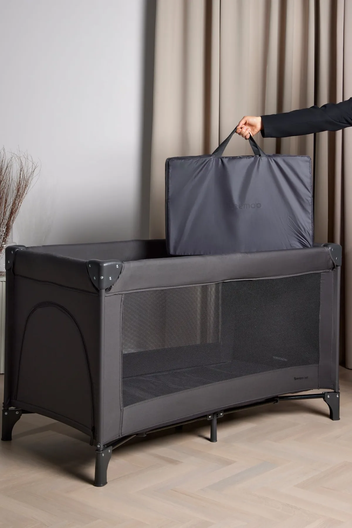 Beemoo Børnesenge & Tilbehør*CARE QuickFold Weekendseng inkl. Madras, Slate