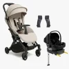Beemoo Easy Fly Lux 4 Klapvogn inkl Route i-Size Autostol Baby & Base, Sand Beige/Black Stone