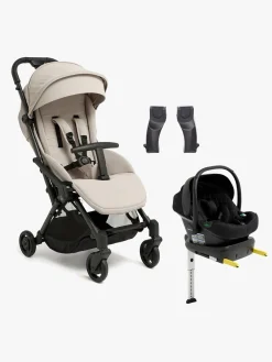 Beemoo Easy Fly Lux 4 Klapvogn inkl Route i-Size Autostol Baby & Base, Sand Beige/Black Stone