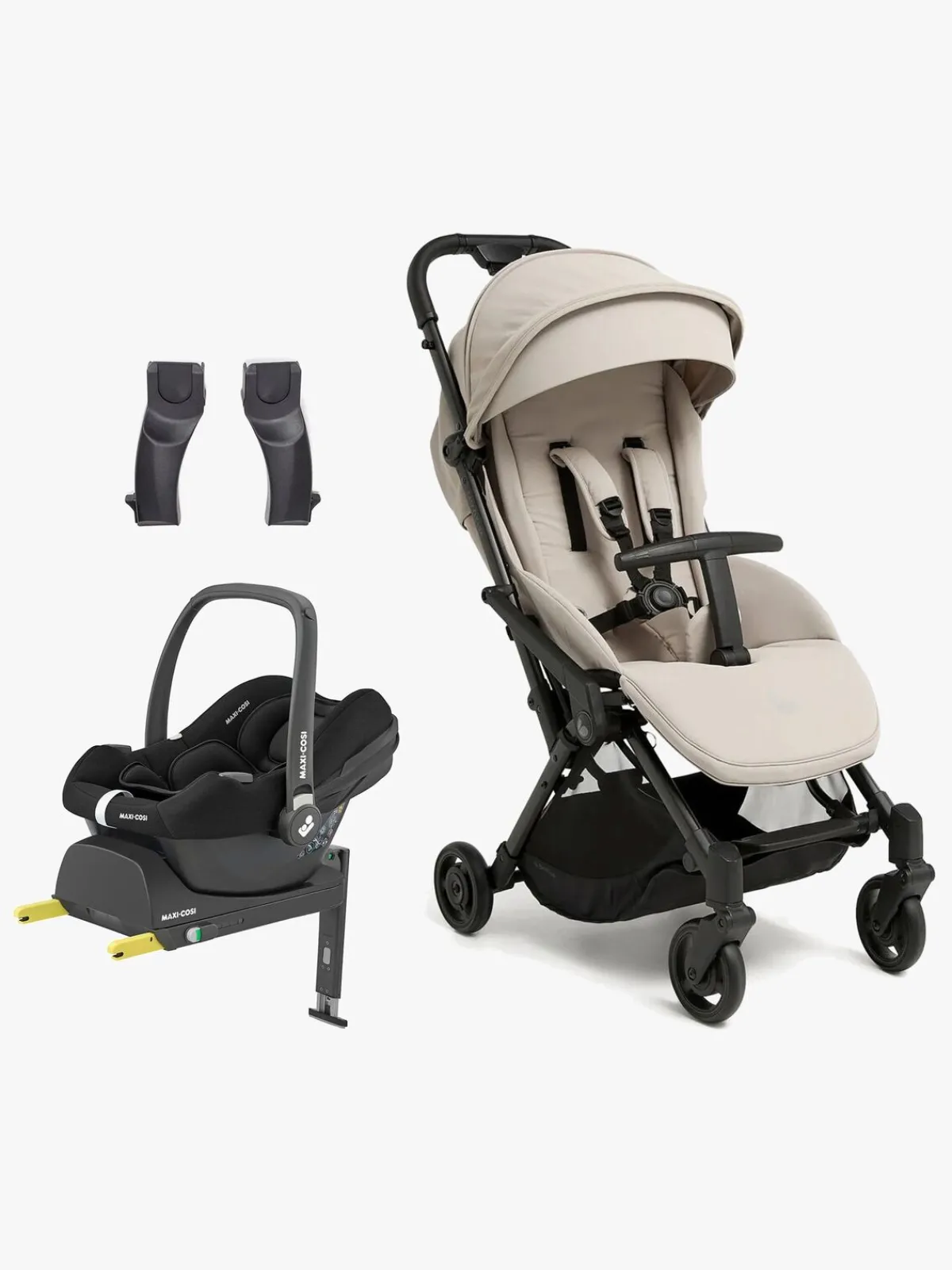 Beemoo Easy Fly Lux 4 Klapvogn inkl Maxi-Cosi CabrioFix Autostol Baby & Base, Sand Beige