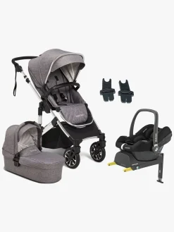 Beemoo Vognpakker>Maxi 4 Duovogn inkl. Maxi-Cosi CabrioFix i-Size Autostol Baby & Base, Grey/Silver