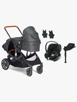 Beemoo Vognpakker>Maxi 4 Twin Søskendevogn inkl. Cybex Aton B2 i-Size Autostol Baby & Base, Black/Volcano Black