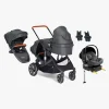 Beemoo Vognpakker>Maxi 4 Twin Søskendevogn inkl. Ekstra Søskendesæde & Route i-Size Autostol Baby & ISOFIX Base, Black/Mineral Grey