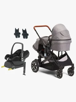 Beemoo Vognpakker*Maxi 4 Twin Søskendevogn inkl. Maxi-Cosi CabrioFix i-Size Autostol Baby & Base, Grey