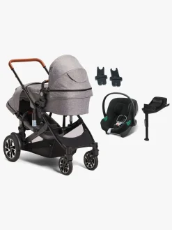 Beemoo Vognpakker*Maxi 4 Twin Søskendevogn inkl. Cybex Aton B2 i-Size Autostol Baby & Base, Grey/Volcano Black