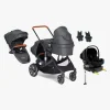 Beemoo Vognpakker>Maxi 4 Twin Søskendevogn inkl. Ekstra Søskendesæde & Route i-Size Autostol Baby & ISOFIX Base, Black/Black Stone