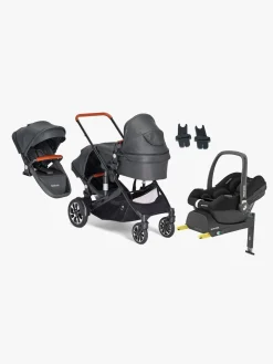 Beemoo Vognpakker>Maxi 4 Twin Søskendevogn inkl.  Ekstra Søskendesæde & Maxi-Cosi CabrioFix i-Size Autostol Baby & Base, Black