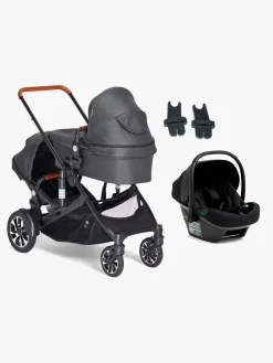 Beemoo Vognpakker*Maxi 4 Twin Søskendevogn inkl. Route i-Size Autostol Baby, Black/Black Stone