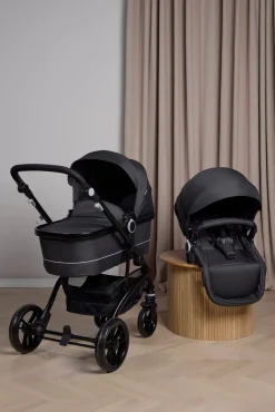 Beemoo Vognpakker>Move Duo Kombivogn inkl. Route i-Size Autostol Baby & ISOFIX Base, Asphalt/Mineral Grey