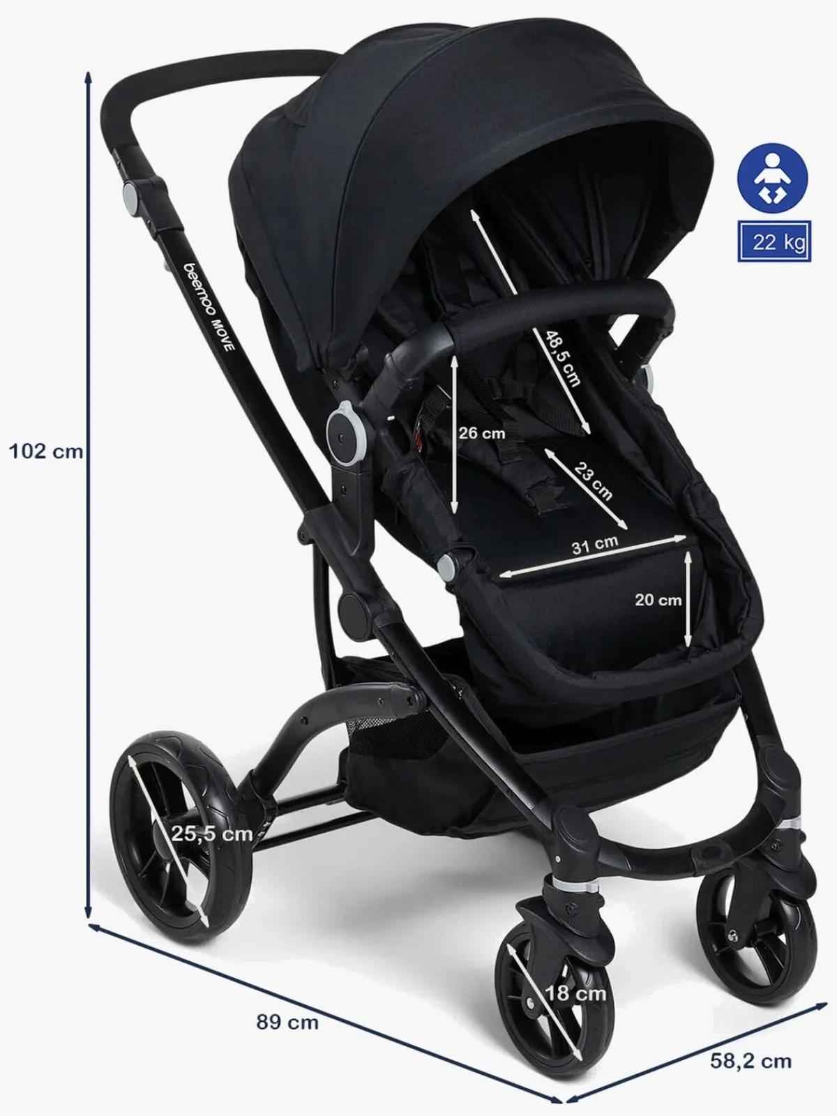 Beemoo Move 2-in-1 Kombivogn, Asphalt