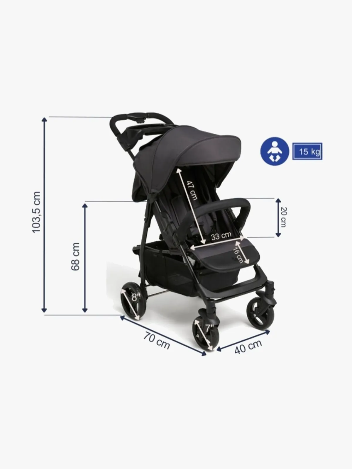 Beemoo Rejseklapvogne*Move Shopper Klapvogn, Asphalt Grå