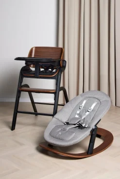 Beemoo Selection Life Højstol inkl. Skråstol, Walnut/Grey