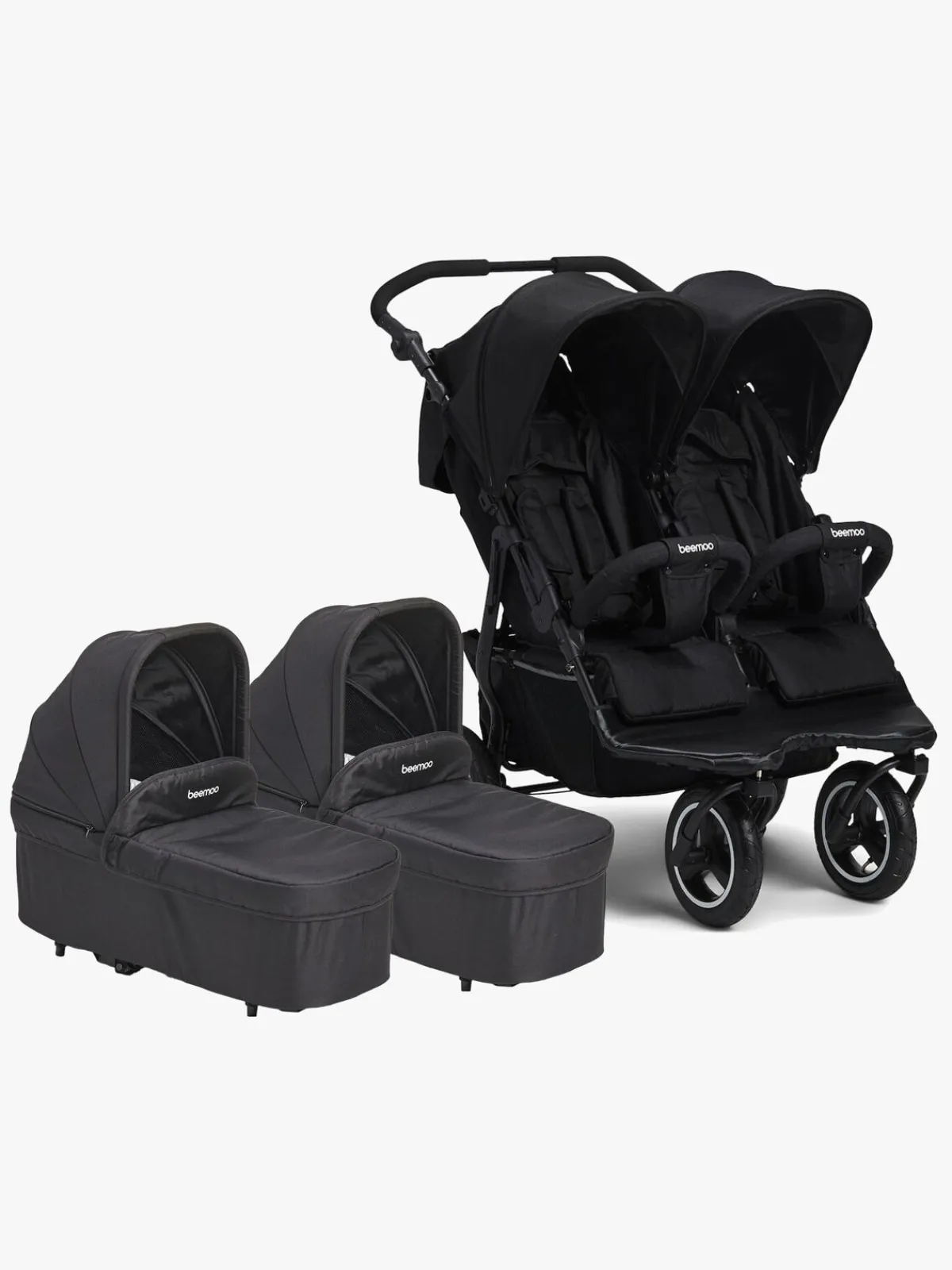 Beemoo Swing Tvillingevogn inkl. Liggedele, Sort