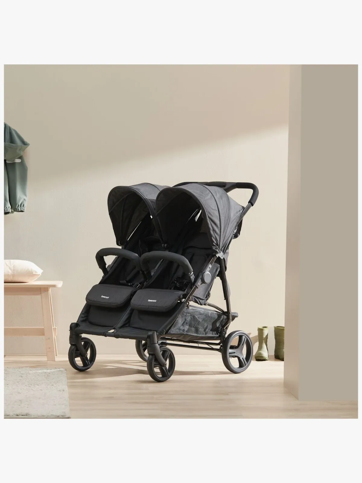 Beemoo Søskendevogne|Tvillingevogne*Twin Shopper Søskende- & Tvillingevogn, Black Mélange Grå/Sort