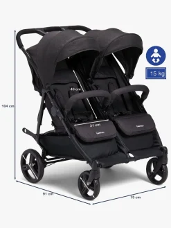 Beemoo Søskendevogne|Tvillingevogne*Twin Shopper Søskende- & Tvillingevogn, Black Mélange Grå/Sort