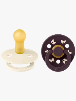 BIBS Sutter & Suttesnore>Colour Holiday Bow Sut 2-pak Latex Str. 2, Ivory/Plum
