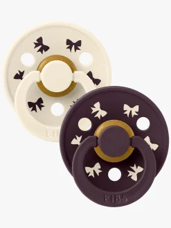 BIBS Sutter & Suttesnore>Colour Holiday Bow Sut 2-pak Latex Str. 2, Ivory/Plum