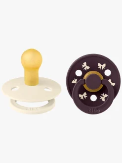 BIBS Colour Holiday Bow Sut 2-pak Latex Str. 1, Ivory/Plum