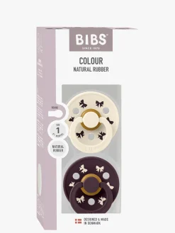 BIBS Colour Holiday Bow Sut 2-pak Latex Str. 1, Ivory/Plum