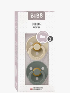 BIBS Sutter & Suttesnore*Colour Sut 2-Pak Latex Str. 2 Rund, Vanilla/Pine Beige/Grøn
