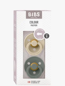 BIBS Sutter & Suttesnore*Colour Sut 2-Pak Latex Str. 1 Rund, Vanilla/Pine Beige/Grøn