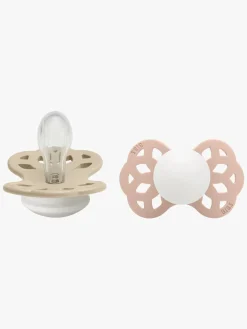 BIBS Infinity Sutter 2-Pak Silikone Str. 1 Symmetrisk, Vanilla GLOW/Blush GLOW