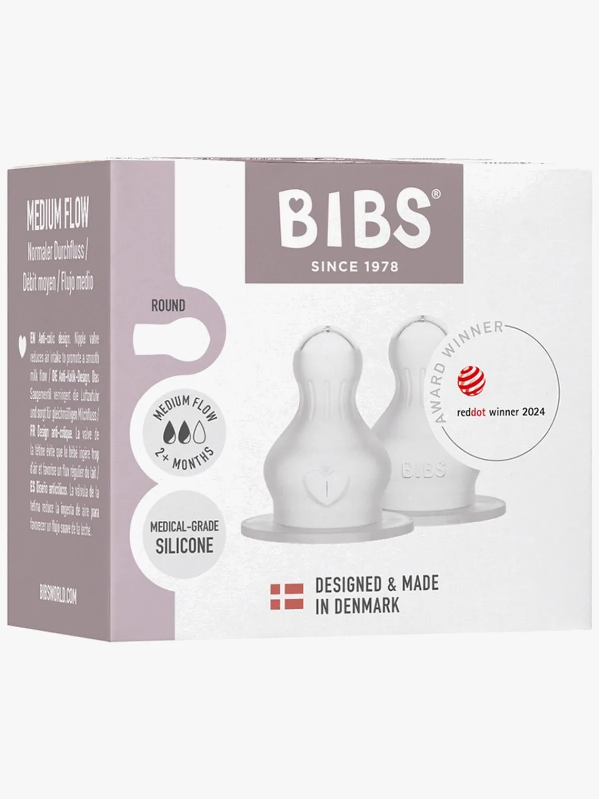 BIBS Spisetid>Medium Flow Sut Silikone 2-pak, Neutral