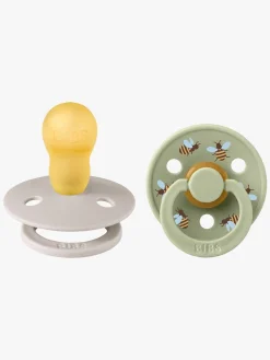 BIBS Sutter & Suttesnore*Studio Colour Bumblebee Sut 2-pak Latex Str. 3, Mushroom Grøn/Beige