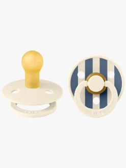 BIBS Sutter & Suttesnore*Studio Colour Sut 2-Pak Latex Str. 1 Rund, Pin/Ivory Steel Blue Mix Hvid/Blå