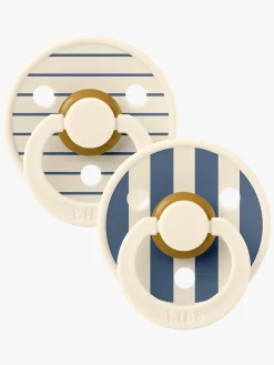 BIBS Sutter & Suttesnore*Studio Colour Sut 2-Pak Latex Str. 1 Rund, Pin/Ivory Steel Blue Mix Hvid/Blå