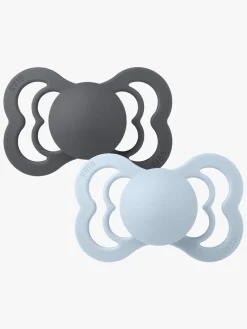 BIBS Sutter & Suttesnore>Supreme Sut 2-pak Silikone Str. 2, Iron/Baby Blue