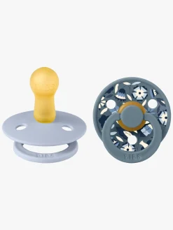 BIBS Sutter & Suttesnore*x Liberty Colour Bobo Sut 2-pak Latex Str. 2, Dusty Blue Mix Blå