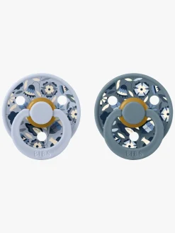 BIBS Sutter & Suttesnore*x Liberty Colour Bobo Sut 2-pak Latex Str. 2, Dusty Blue Mix Blå